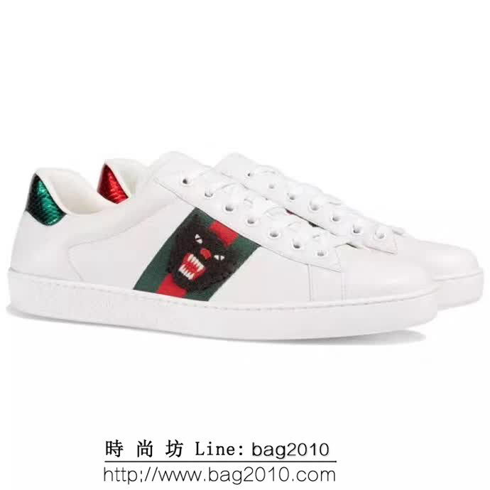 GUCCI古馳 情侶款 經典爆款 白色真皮 低幫運動休閒鞋 QZS1556